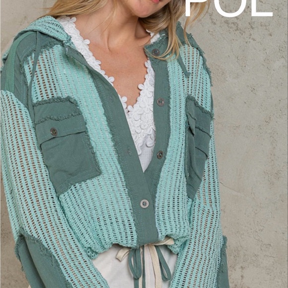 BP22💚POL perfection in button up hoodie in shades of green! Hot4fall transition - Picture 5 of 11